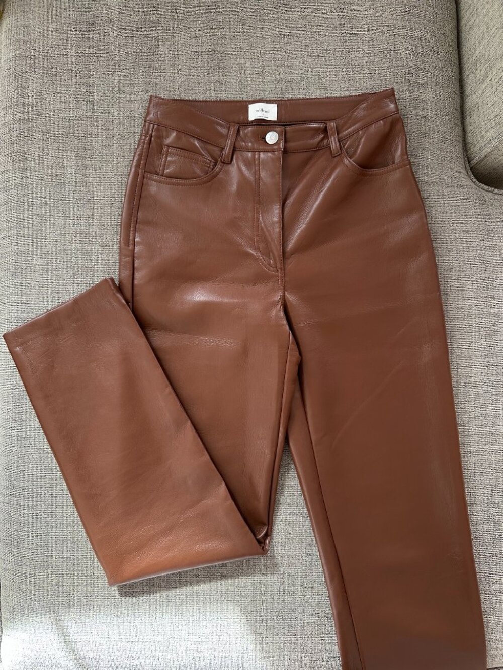 Aritzia (Wilfred) Brown Faux Leather Pants – Size 2